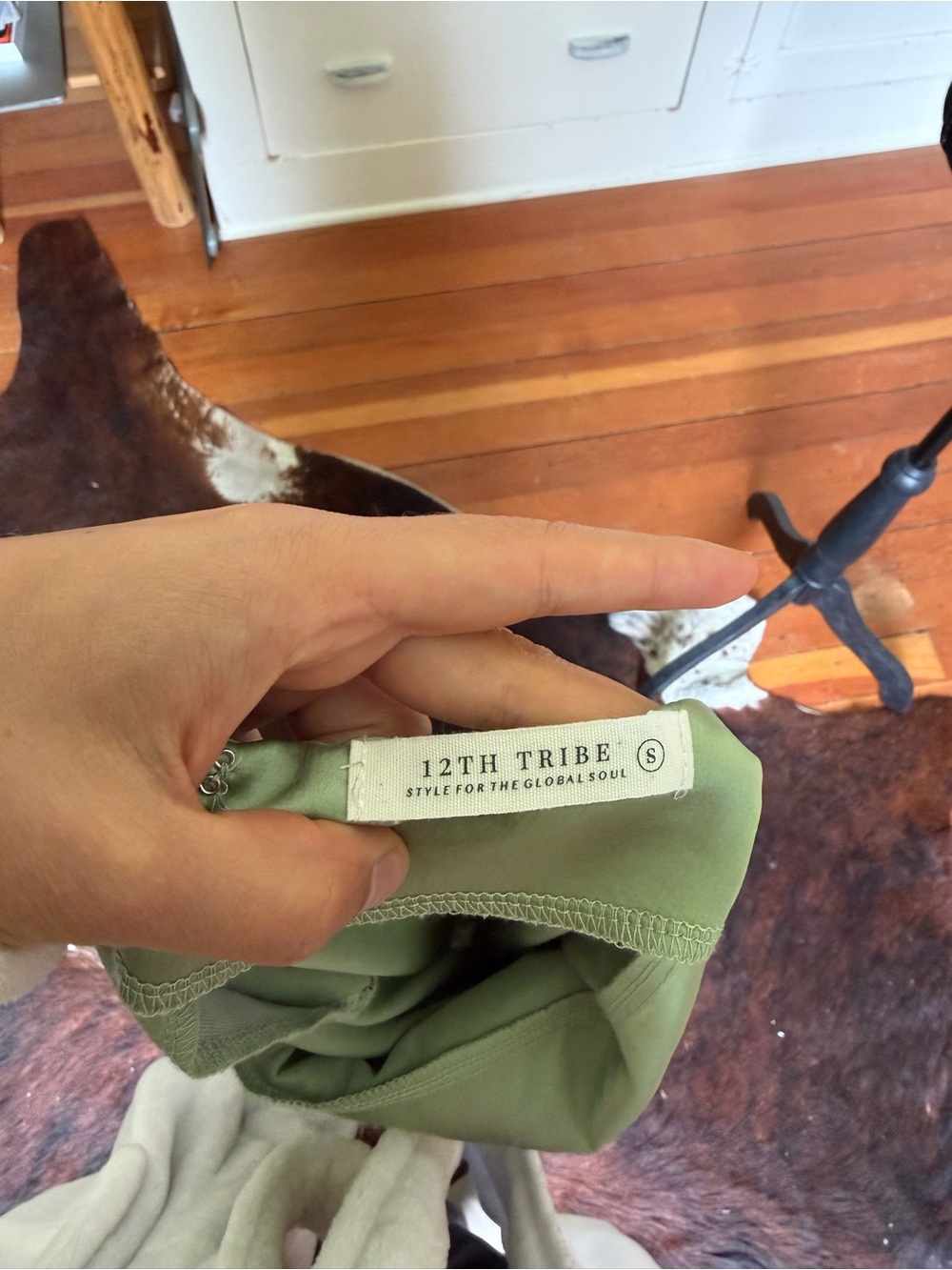 12th Tribe Sage Green Fringe Midi Slip Dress - Picture 3 of 3